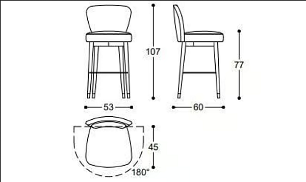 Tabouret haut pivotant en cuir Olivia Black Tie OLI67, OLI77, OLI67SW, OLI77SW usine Black Tie de l'Italie. Foto №9
