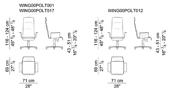 Chaise de direction pivotante en cuir avec dossier haut I 4 Mariani Wing usine i 4 Mariani de l'Italie. Foto №9