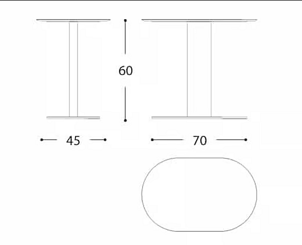 Table d'appoint ovale en aluminium Plinto VARASCHIN 2463, 2464 usine VARASCHIN de l'Italie. Foto №18