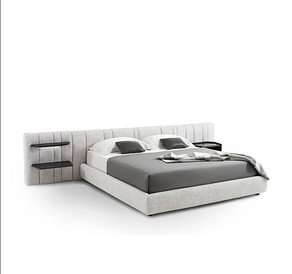Lit double en tissu avec table de nuit intégrée et tête de lit rembourrée GIORGETTI Karphi Nap usine GIORGETTI de l'Italie. Foto №5