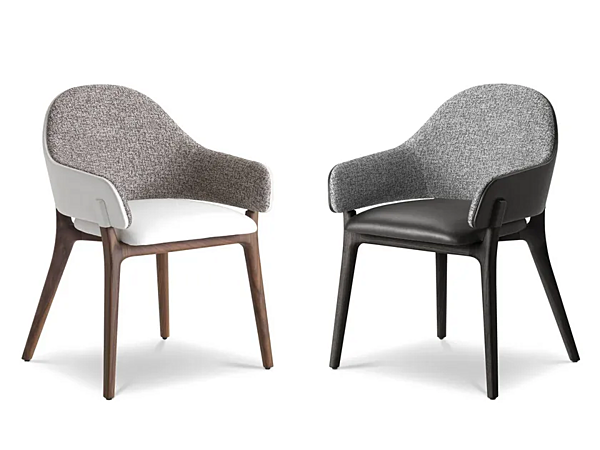 Fauteuil rembourré en tissu et cuir avec accoudoirs LIV i 4 Mariani usine i 4 Mariani de l'Italie. Foto №6