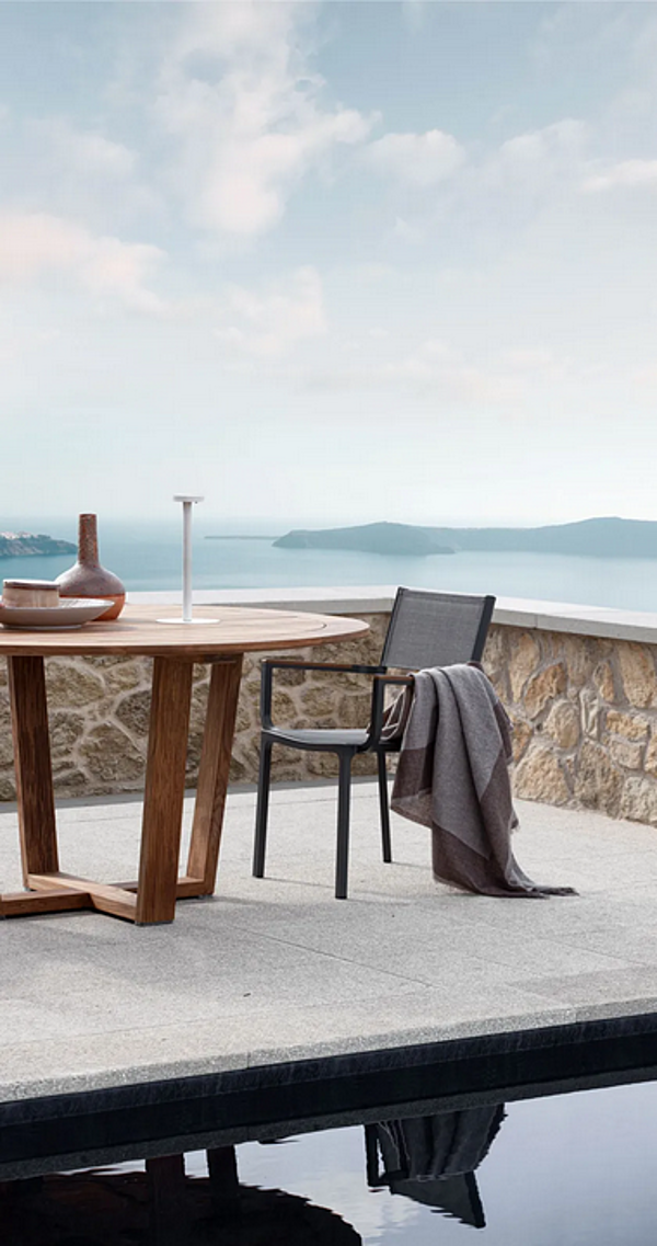 Table de jardin ronde en teck Atmosphera Desert DE.TT. usine ATMOSPHERA de l'Italie. Foto №8