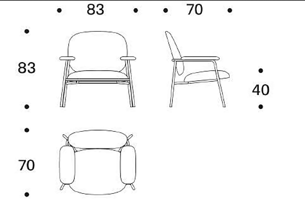 Fauteuil en tissu avec accoudoirs Saba Philo usine SABA de l'Italie. Foto №7