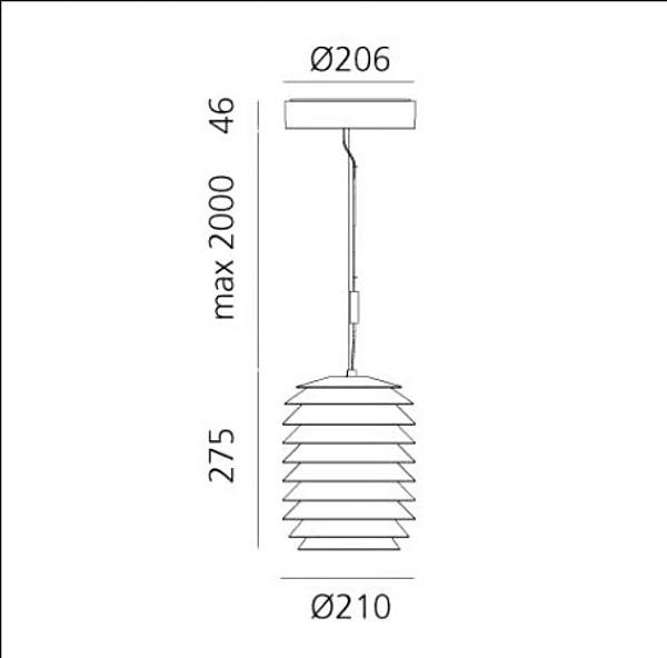 Lampe suspendue extérieure en aluminium Slicing Artemide T250210, T250410, T250510 usine Artemide de l'Italie. Foto №16