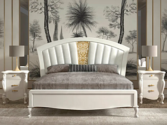 Lit double en bois avec tête de lit rembourrée CASA +39 SMERALDO C22024 Lit double en bois avec tête de lit rembourrée CASA +39 SMERALDO C22024 usine CASA +39 de l'Italie