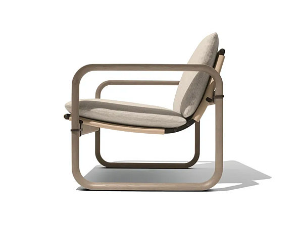 Fauteuil de jardin en frêne rembourré avec accoudoirs GIORGETTI LOOP usine GIORGETTI de l'Italie. Foto №3