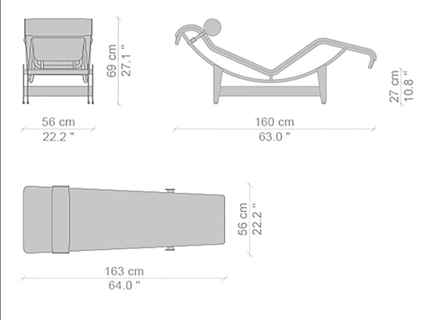 Chaise longue en cuir réglable CASSINA 4 004 usine CASSINA de l'Italie. Foto №7