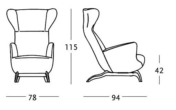 Fauteuil bergère en tissu ou cuir Ardea ZANOTTA CM 882 usine ZANOTTA de l'Italie. Foto №5