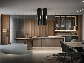 Cuisine avec îlot Fusion Martini Interiors