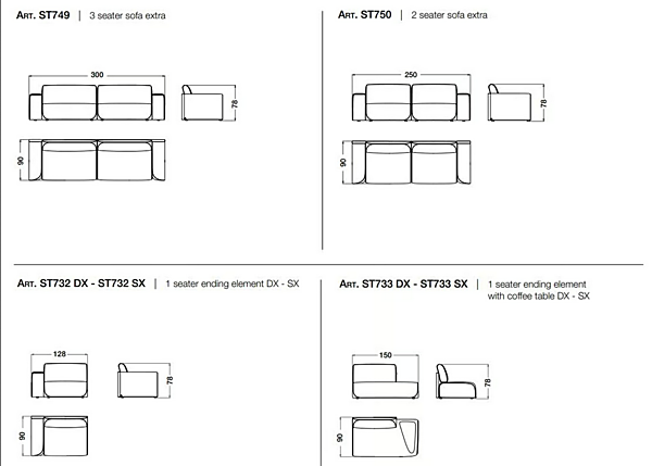 Canapé d'angle en tissu trois places Starlight CPRN HOMOOD ST736 + ST733, ST736+ST734 usine CPRN HOMOOD de l'Italie. Foto №4