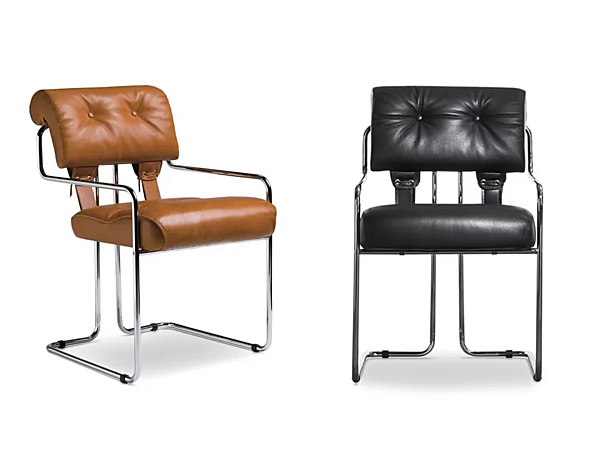 Chaise cantilever rembourrée avec accoudoirs Tucroma I 4 Mariani usine i 4 Mariani de l'Italie. Foto №8