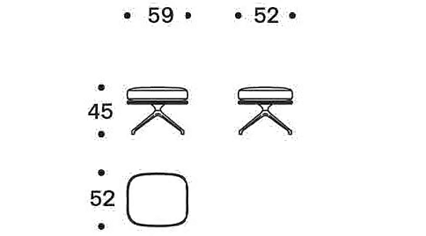 Pouf rembourré avec base à 4 branches Sunset Saba usine SABA de l'Italie. Foto №8