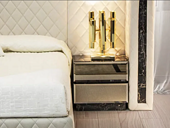 Table de chevet en verre miroir avec tiroirs FORMITALIA Royal