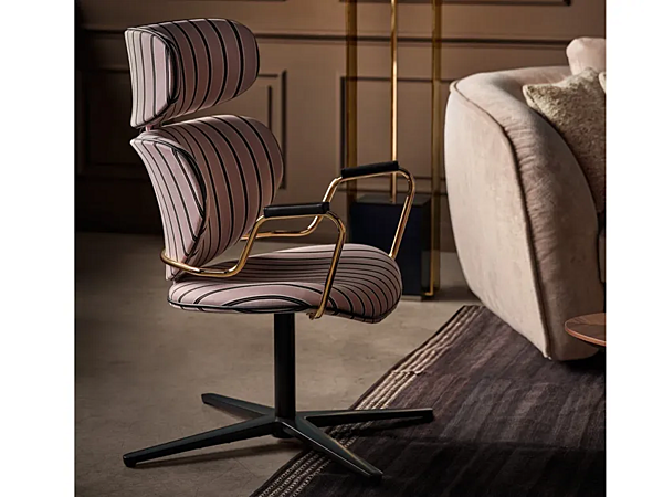 Chaise pivotante en tissu avec base à 4 branches Black Tie Asia ASI10SW usine Black Tie de l'Italie. Foto №1