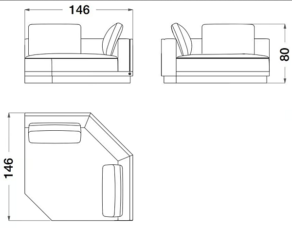 Canapé d'angle en cuir et tissu Sesto Senso CPRN HOMOOD S550, S552DX/SX, S553, S554, S555 usine CPRN HOMOOD de l'Italie. Foto №7