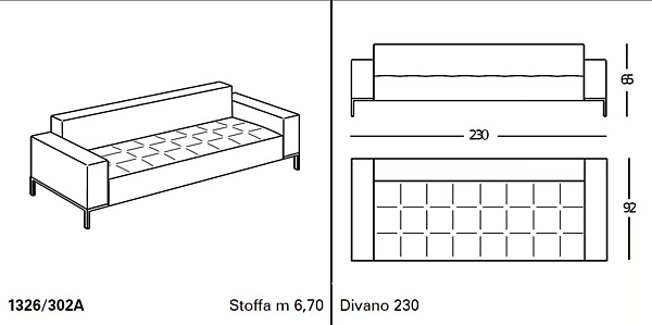 Canapé en tissu Alfa ZANOTTA usine ZANOTTA de l'Italie. Foto №10