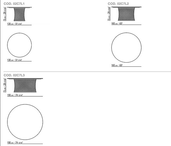 Table de jardin ronde en acier inoxydable et PVC FLEXFORM Oasis 02C7L1, 02C7L2, 02C7L3 usine FLEXFORM de l'Italie. Foto №5