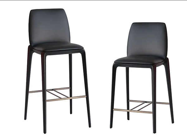 Tabouret haut en cuir avec dossier Hiru 947 A Potocco 947/A usine POTOCCO de l'Italie. Foto №2