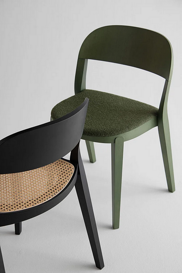 Chaise empilable en bois et paille de Vienne Minima 949 C Potocco 949/C usine POTOCCO de l'Italie. Foto №5