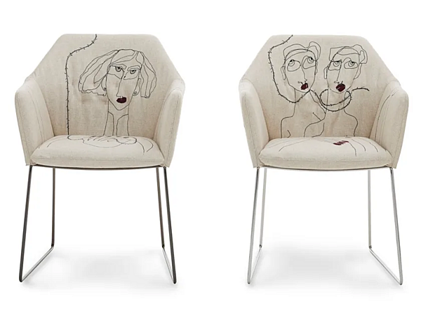 Chaise en tissu avec accoudoirs Saba New York par Marras usine SABA de l'Italie. Foto №4