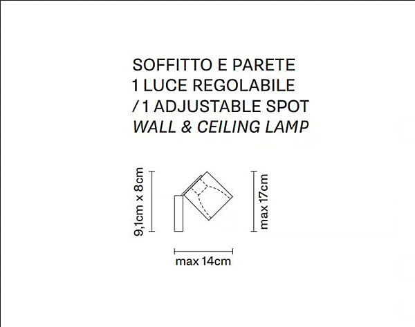 Projecteur de plafond ajustable en métal Fabbian Cubetto usine Fabbian de l'Italie. Foto №3