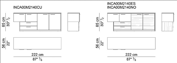 Unité de rangement en bois avec portes battantes INCA i 4 Mariani usine i 4 Mariani de l'Italie. Foto №3