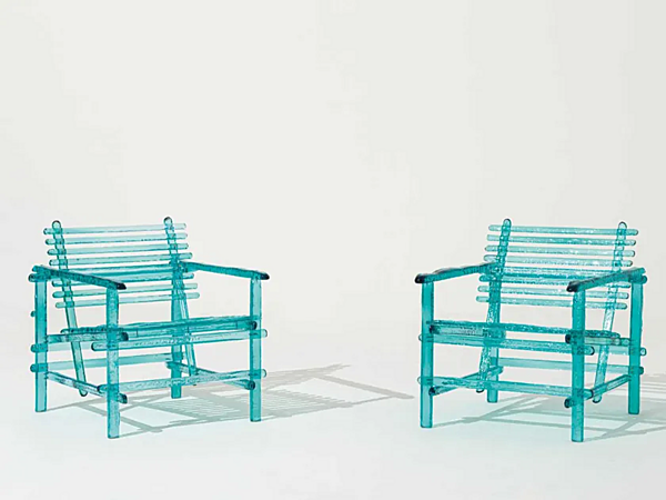 Fauteuil d'extérieur en polycarbonate avec accoudoirs Edra A Mare AMR020 usine EDRA de l'Italie. Foto №1