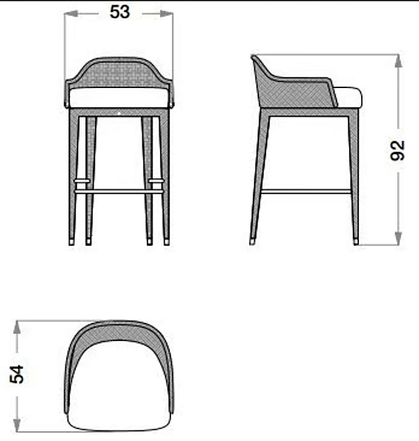 Tabouret en bois et tissu pour extérieur CPRN HOMOOD OD1026 usine CPRN HOMOOD de l'Italie. Foto №2