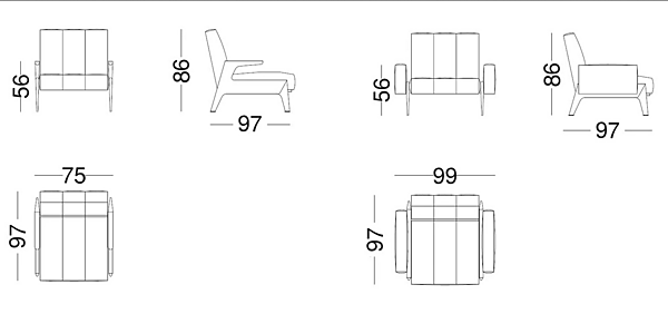 Fauteuil avec accoudoirs en cuir ou tissu VIBIEFFE collection Italo 50 usine VIBIEFFE de l'Italie. Foto №4