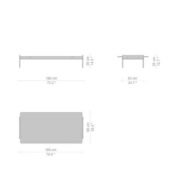 Table basse rectangulaire en verre CASSINA Esosoft usine CASSINA de l'Italie. Foto №17
