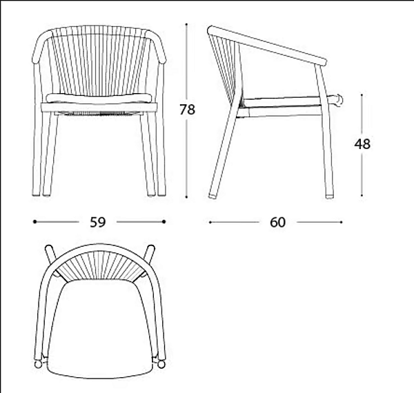 Chaise de jardin en aluminium revêtue de poudre avec accoudoirs VARASCHIN Smart 247P/247PS/247PH, 247PL/247PLS/247PLH usine VARASCHIN de l'Italie. Foto №16