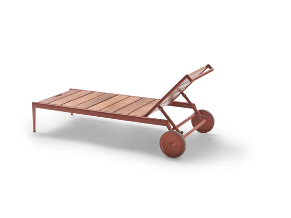 Transat en bois Atlante avec roulettes en Iroko FLEXFORM usine FLEXFORM de l'Italie. Foto №3