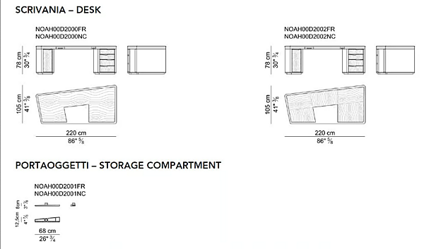 Bureau exécutif en bois avec tiroirs Noah i 4 Mariani usine i 4 Mariani de l'Italie. Foto №16