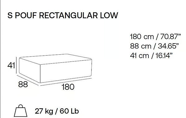 Pouf rectangulaire en tissu rembourré PAN S Adrenalina IMB1072128 usine ADRENALINA de l'Italie. Foto №6