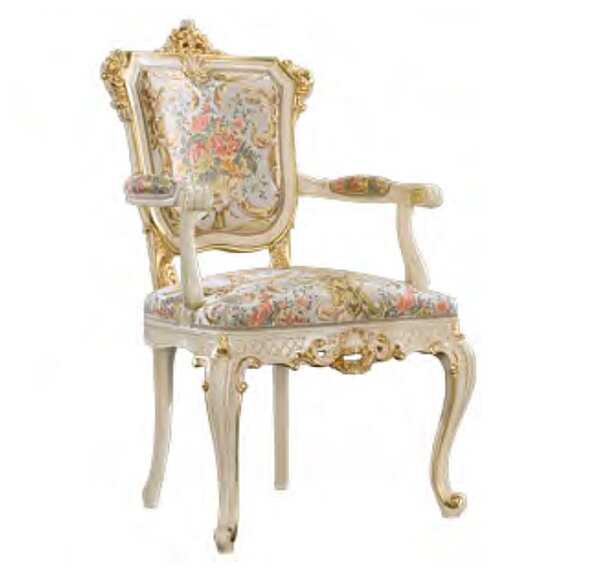 Chaise en tissu rembourré et en bois massif avec accoudoirs FRATELLI RADICE 268 usine FRATELLI RADICE de l'Italie. Foto №1