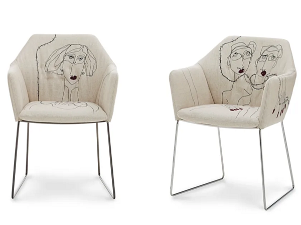 Chaise en tissu avec accoudoirs Saba New York par Marras usine SABA de l'Italie. Foto №3