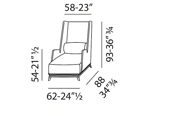 Fauteuil haut en cuir ou tissu avec accoudoirs VIBIEFFE 430 Opera usine VIBIEFFE de l'Italie. Foto №4