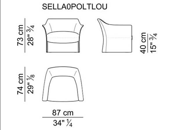 Fauteuil en cuir avec accoudoirs Sella I 4 Mariani usine i 4 Mariani de l'Italie. Foto №9