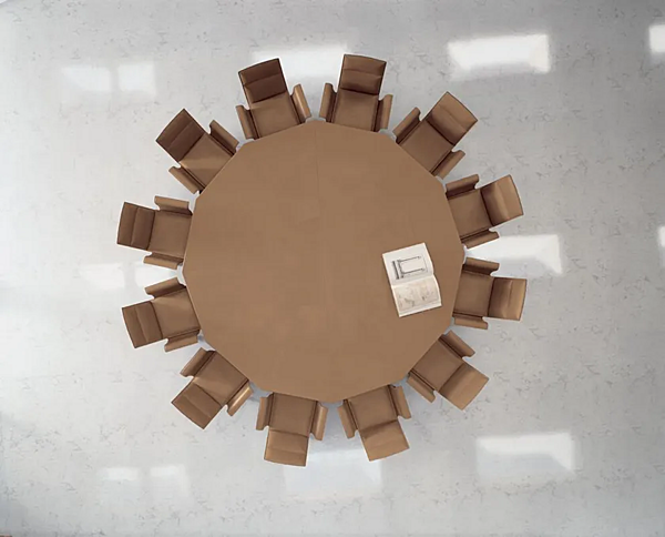 Table de réunion ronde en cuir tanné Paso Doble i 4 Mariani usine i 4 Mariani de l'Italie. Foto №2