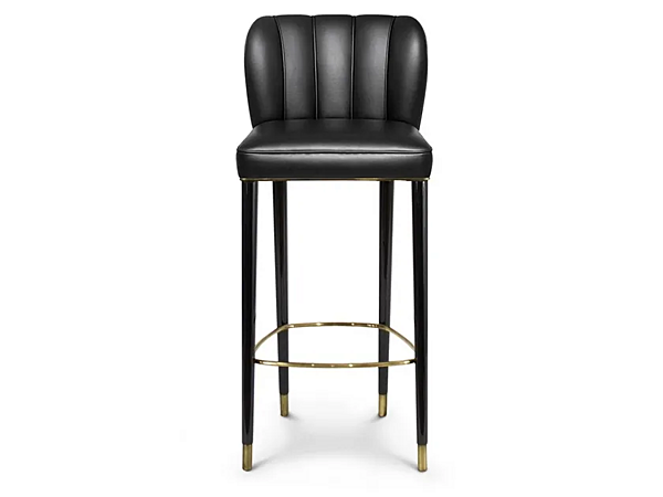 Tabouret en cuir rembourré avec dossier BRABBU DALYAN usine BRABBU de l'Italie. Foto №1