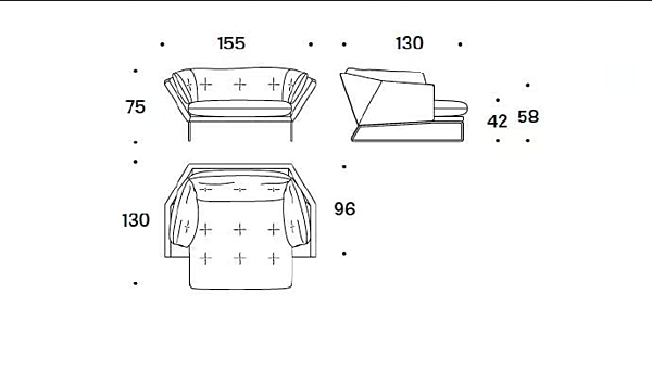 Fauteuil lounge en tissu rembourré avec accoudoirs Saba New York Suite usine SABA de l'Italie. Foto №6