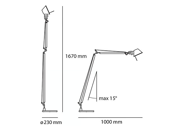 Lampe de sol ajustable en aluminium Tolomeo Reading Artemide A013900, A013930, A0131W00, A013100 usine Artemide de l'Italie. Foto №6