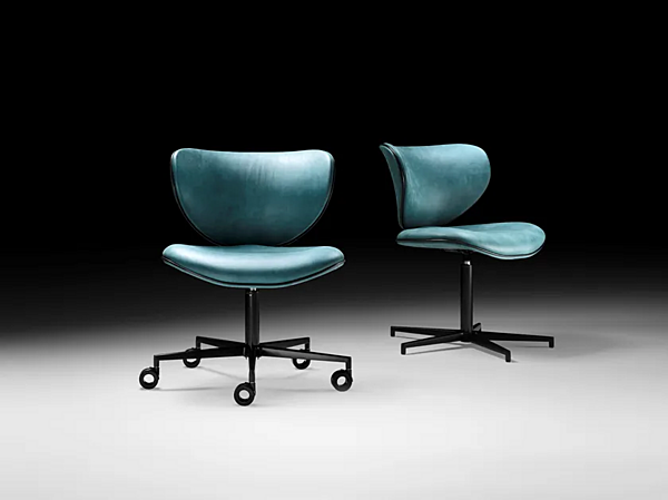 Chaise de bureau pivotante en cuir avec base à 5 branches Black Tie Kalida KAL10OF usine Black Tie de l'Italie. Foto №3