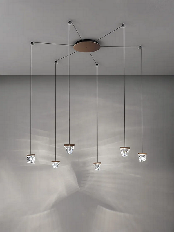 Suspension en cristal LED 6 spots Fabbian Tripla usine Fabbian de l'Italie. Foto №3