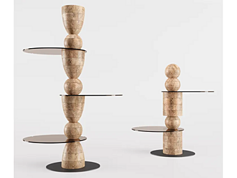 Bibliothèque totem en bois et verre Bizzotto Italia Pluff 8006, 8007