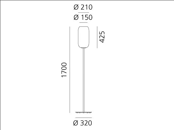 Lampe sur pied en verre soufflé LED Gople Artemide usine Artemide de l'Italie. Foto №7