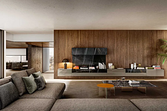 Mur de rangement sectionnel en bois LAGO 36E8 0869 usine LAGO de l'Italie