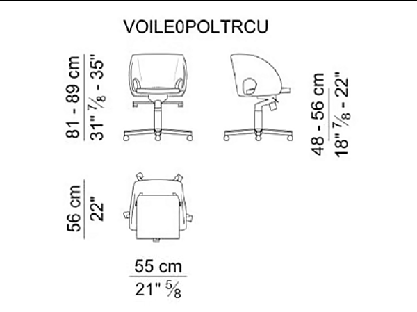 Chaise de bureau pivotante en cuir avec roulettes Voile i 4 Mariani usine i 4 Mariani de l'Italie. Foto №6
