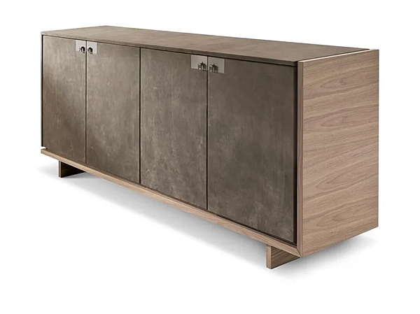 Unité de rangement de bureau en bois bas avec revêtement en cuir Cartesiano I 4 Mariani usine i 4 Mariani de l'Italie. Foto №2