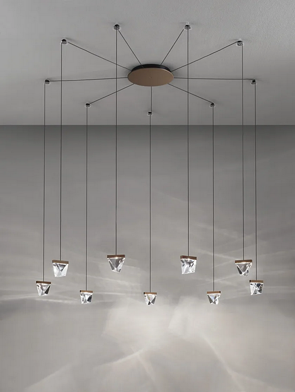 Suspension en cristal LED 9 spots Fabbian Tripla usine Fabbian de l'Italie. Foto №2